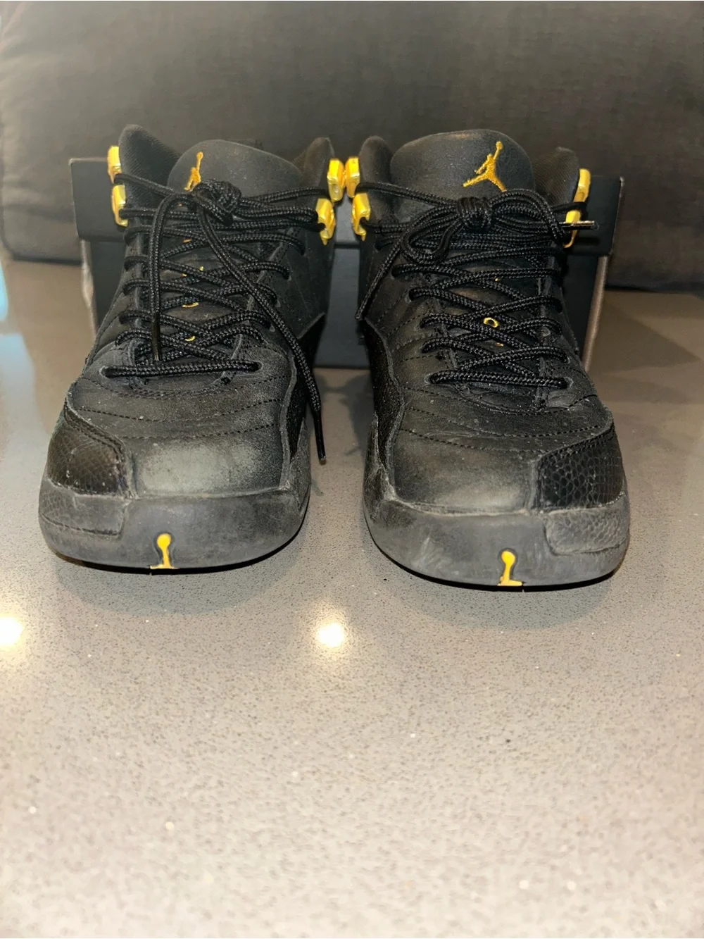 Jordan Black and Yellow High-Top Sneakers